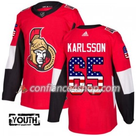 Adidas Maillot de Hockey Ottawa Senators Erik Karlsson 65 2017-2018 Rouge USA Flag Fashion Authentic - Enfant